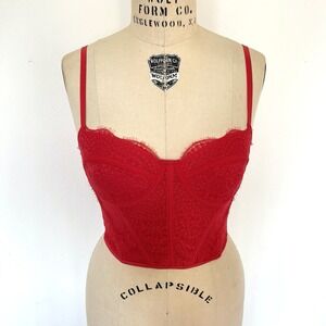 Dealmore Womens Romantic Corset Bustier Size M Red Lace Coquette Lingerie Sexy